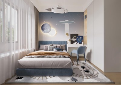 现代男孩儿童房3D模型下载